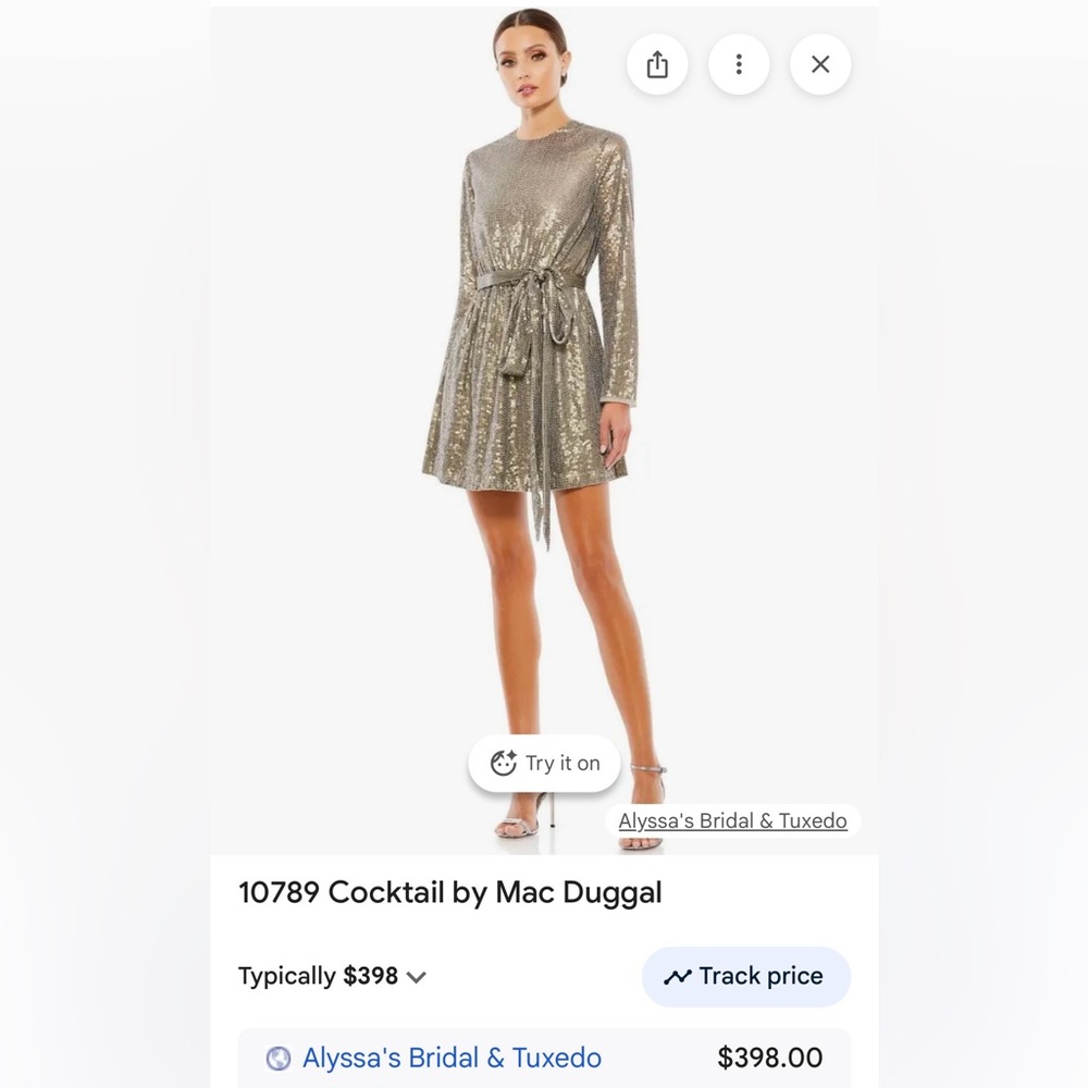 Mac Duggal Gold Sequin Mini Dress